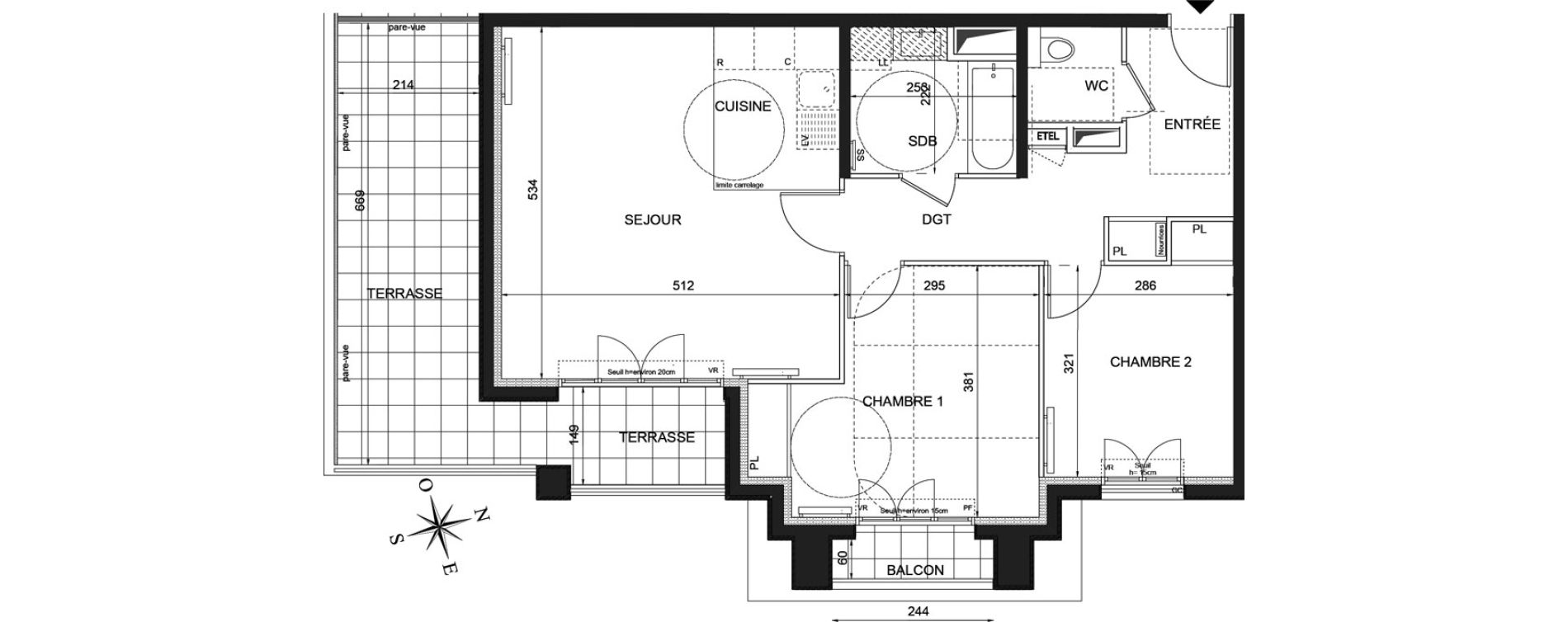 Appartement T3 de 68,70 m2 &agrave; Ch&acirc;tenay-Malabry Robinson