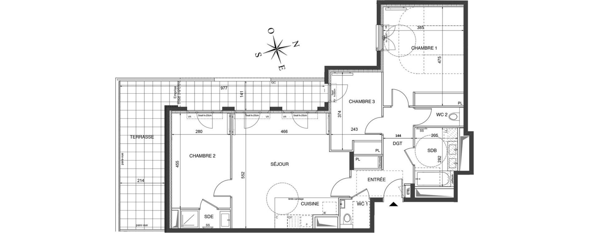 Appartement T4 de 88,20 m2 &agrave; Ch&acirc;tenay-Malabry Robinson