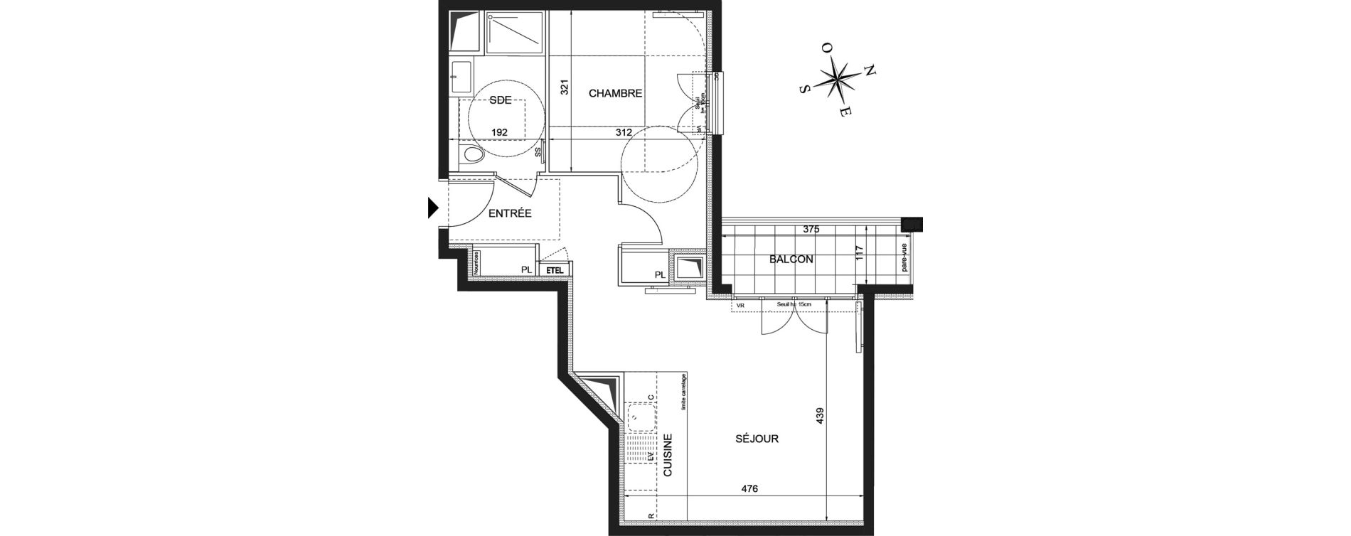 Appartement T2 de 47,75 m2 &agrave; Ch&acirc;tenay-Malabry Robinson