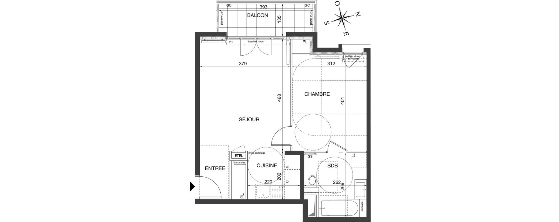 Appartement T2 de 44,80 m2 &agrave; Ch&acirc;tenay-Malabry Robinson