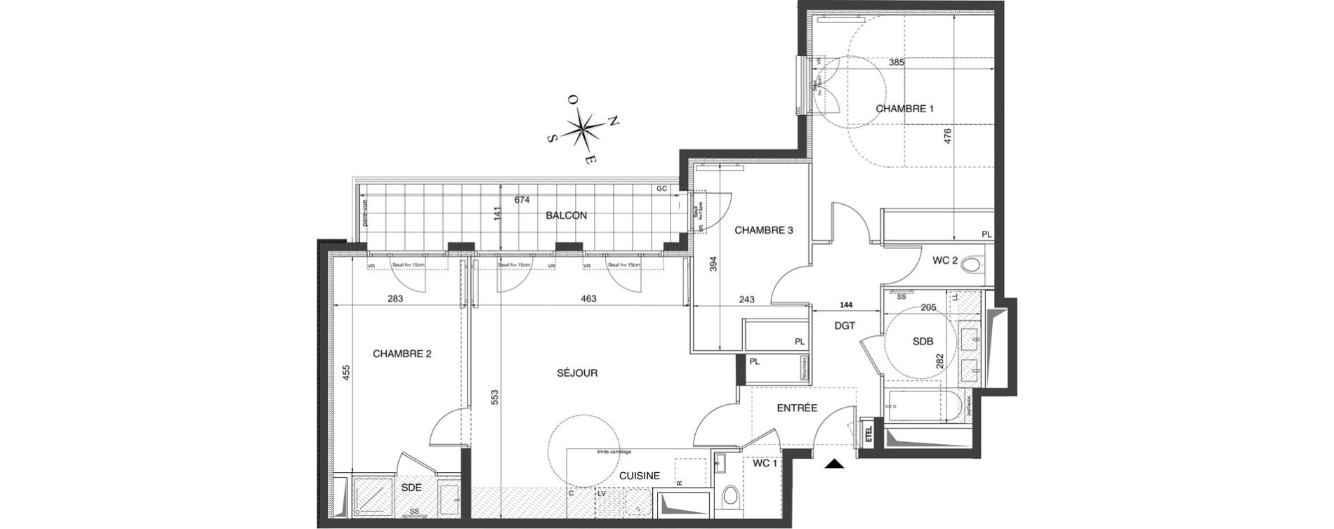 Appartement T4 de 88,00 m2 &agrave; Ch&acirc;tenay-Malabry Robinson