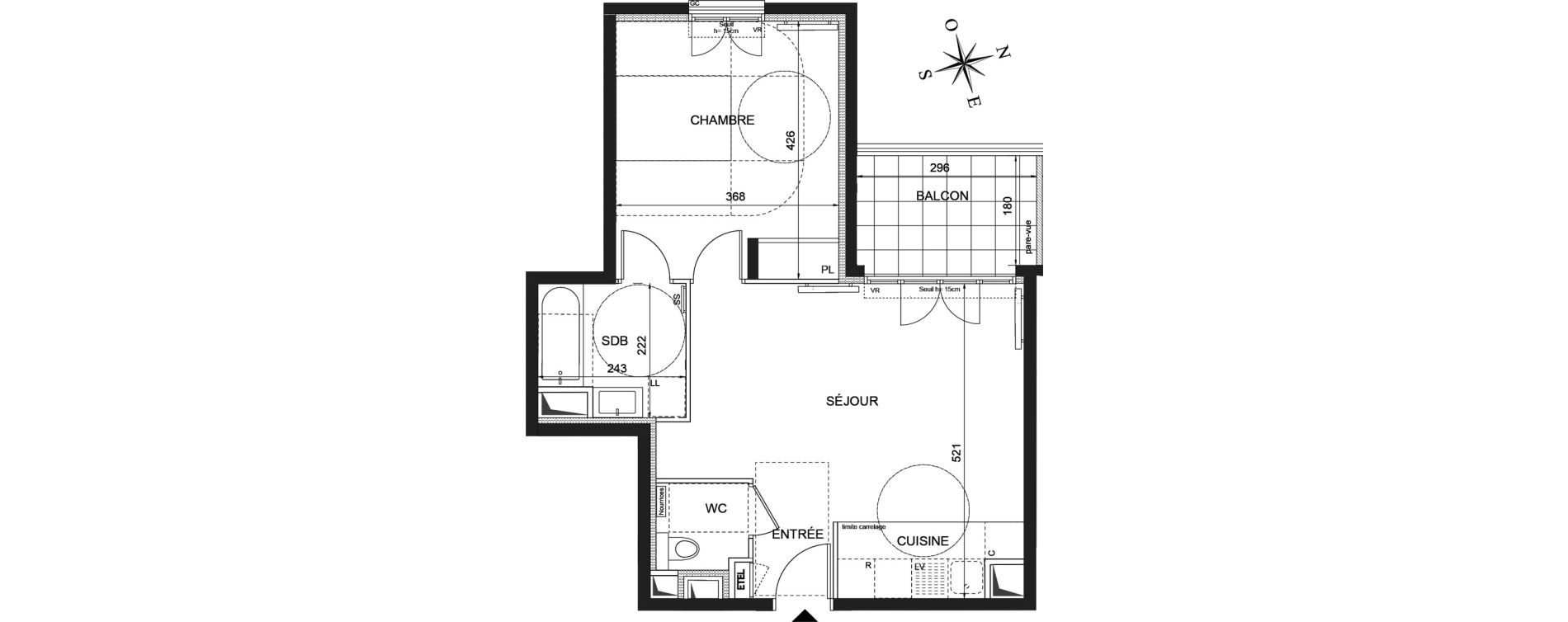 Appartement T2 de 49,20 m2 &agrave; Ch&acirc;tenay-Malabry Robinson