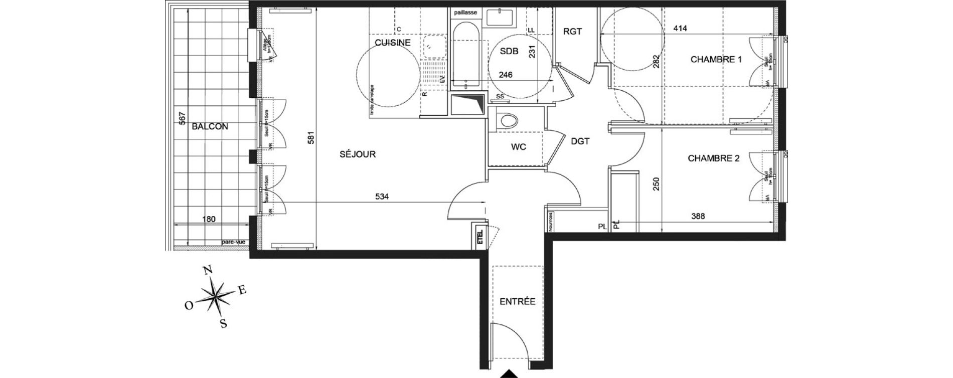 Appartement T3 de 69,20 m2 &agrave; Ch&acirc;tenay-Malabry Robinson