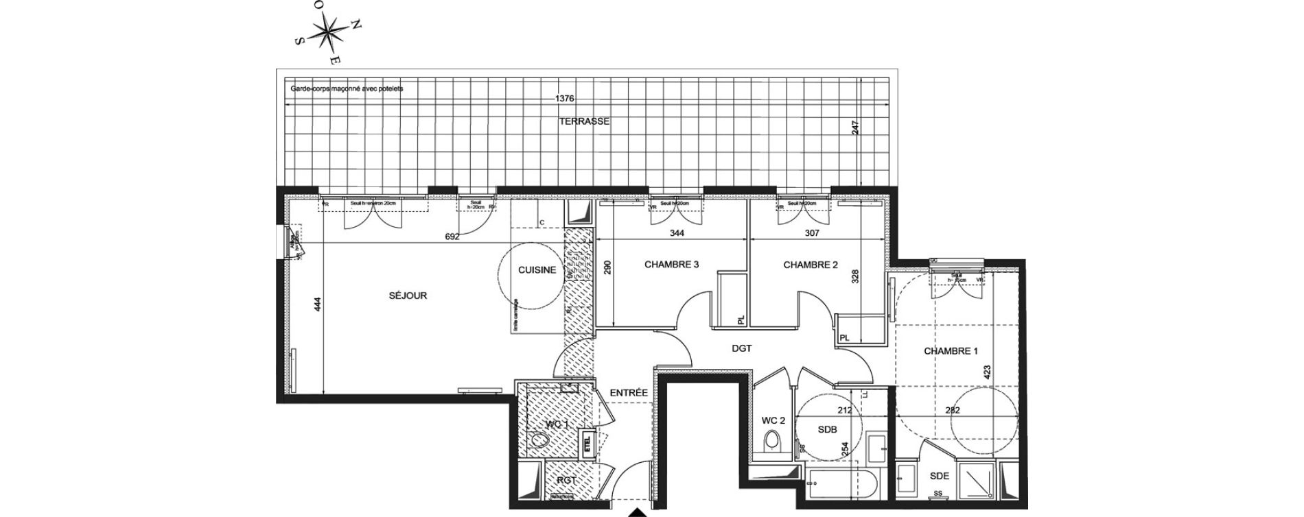 Appartement T4 de 83,70 m2 &agrave; Ch&acirc;tenay-Malabry Robinson