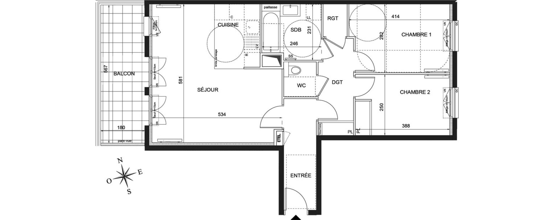 Appartement T3 de 68,50 m2 &agrave; Ch&acirc;tenay-Malabry Robinson