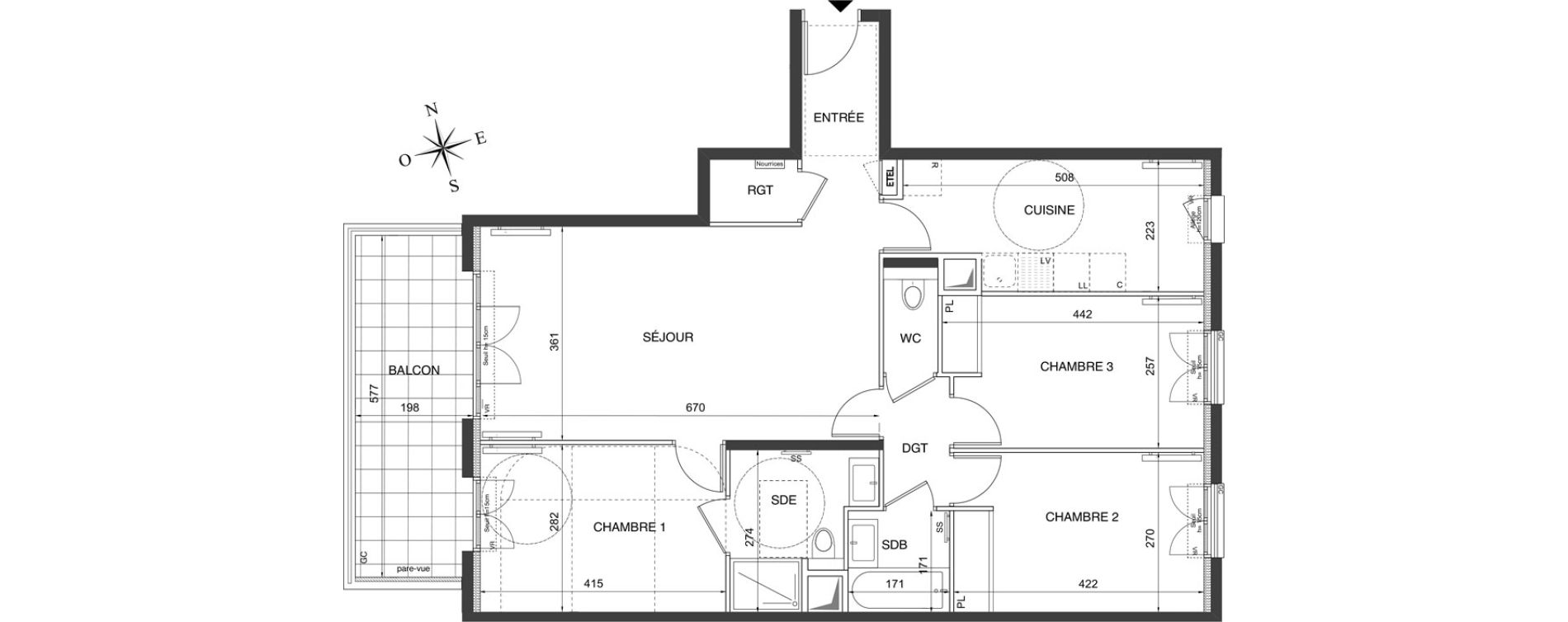 Appartement T4 de 87,30 m2 &agrave; Ch&acirc;tenay-Malabry Robinson