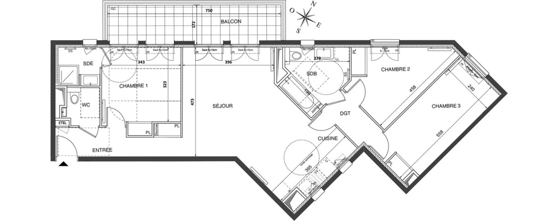 Appartement T4 de 86,75 m2 &agrave; Ch&acirc;tenay-Malabry Robinson