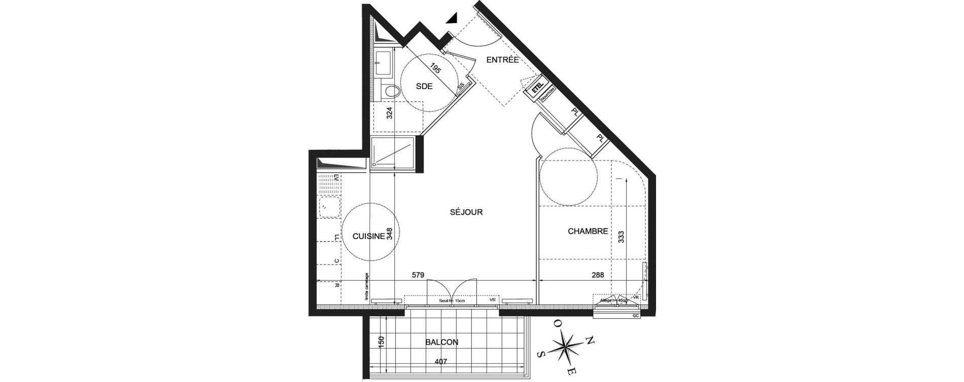 Appartement T2 de 48,35 m2 &agrave; Ch&acirc;tenay-Malabry Robinson