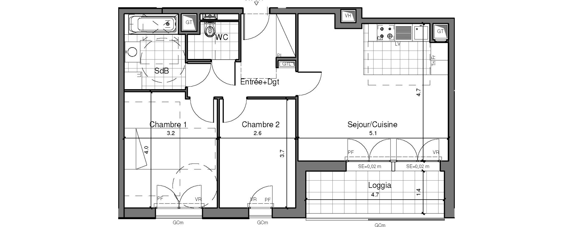 Appartement T3 de 60,48 m2 &agrave; Ch&acirc;tenay-Malabry Lavall&eacute;e