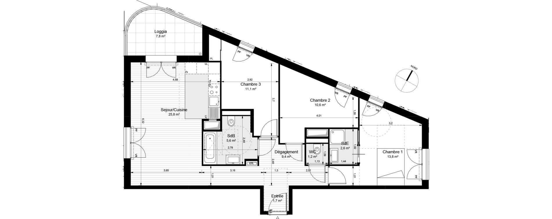 Appartement T4 de 81,71 m2 &agrave; Ch&acirc;tenay-Malabry Lavall&eacute;e