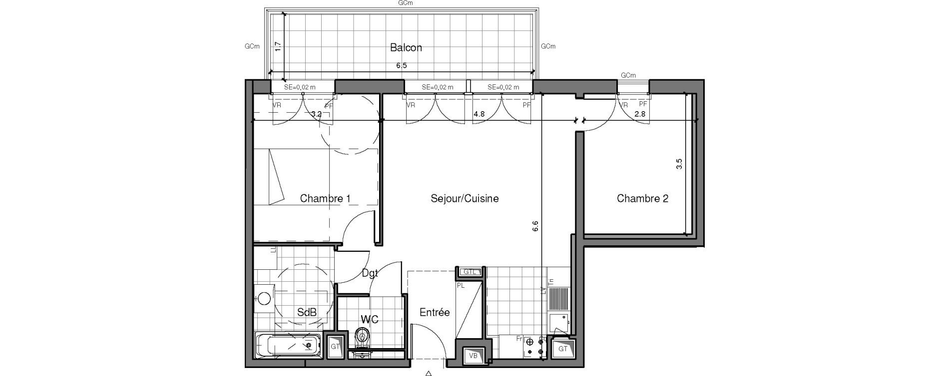 Appartement T3 de 59,57 m2 &agrave; Ch&acirc;tenay-Malabry Lavall&eacute;e