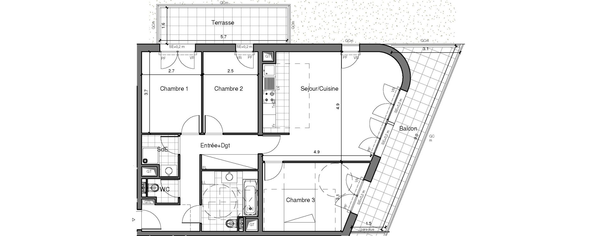 Appartement T4 de 80,71 m2 &agrave; Ch&acirc;tenay-Malabry Lavall&eacute;e