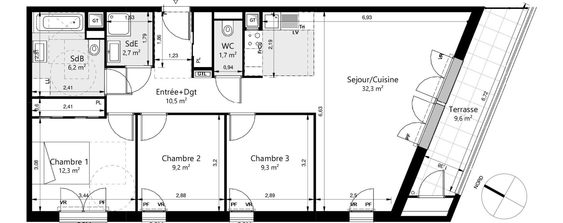 Appartement T4 de 84,05 m2 &agrave; Ch&acirc;tenay-Malabry Lavall&eacute;e
