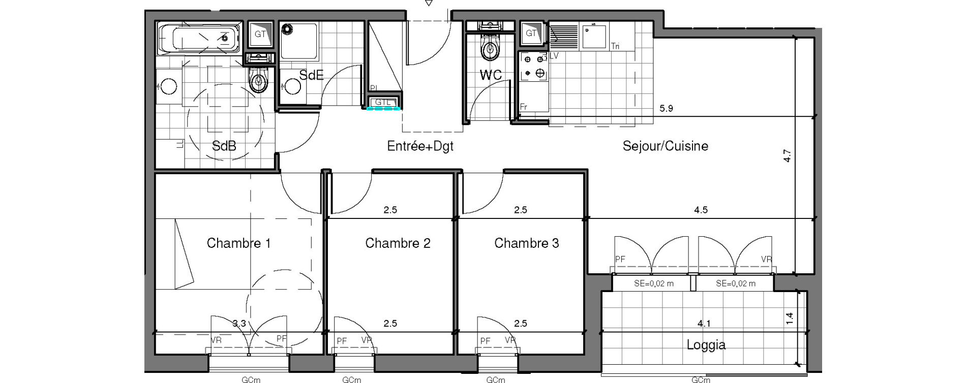 Appartement T4 de 74,59 m2 &agrave; Ch&acirc;tenay-Malabry Lavall&eacute;e