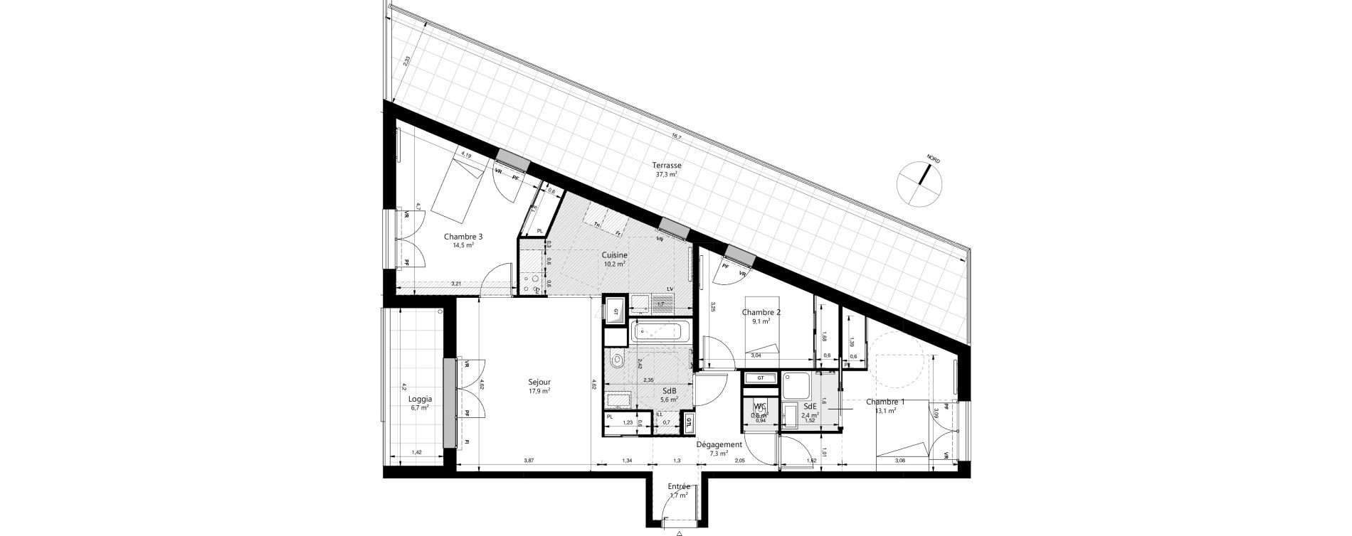 Appartement T4 de 83,16 m2 &agrave; Ch&acirc;tenay-Malabry Lavall&eacute;e