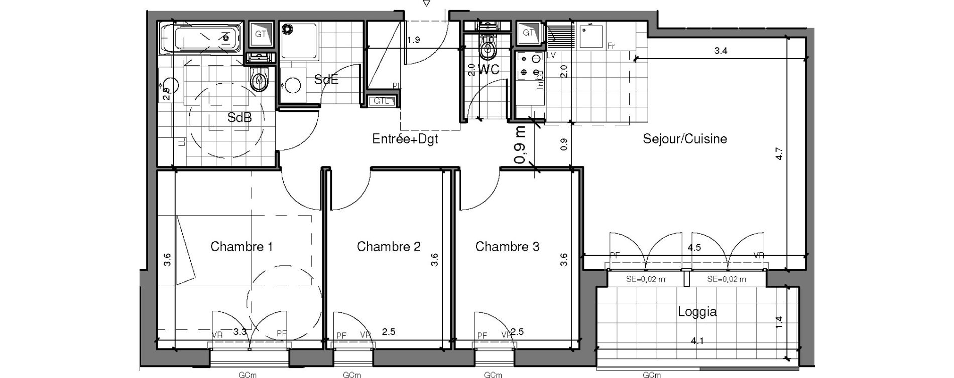 Appartement T4 de 74,57 m2 &agrave; Ch&acirc;tenay-Malabry Lavall&eacute;e