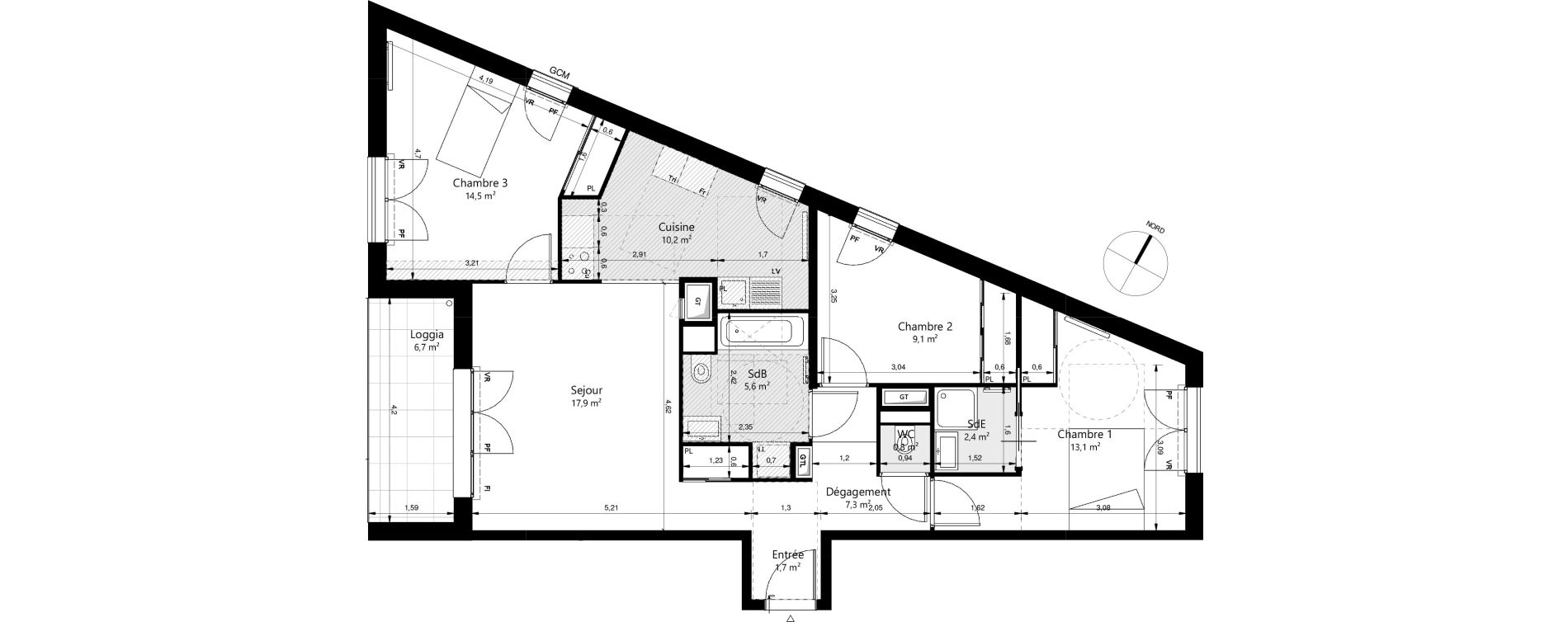Appartement T4 de 83,30 m2 &agrave; Ch&acirc;tenay-Malabry Lavall&eacute;e