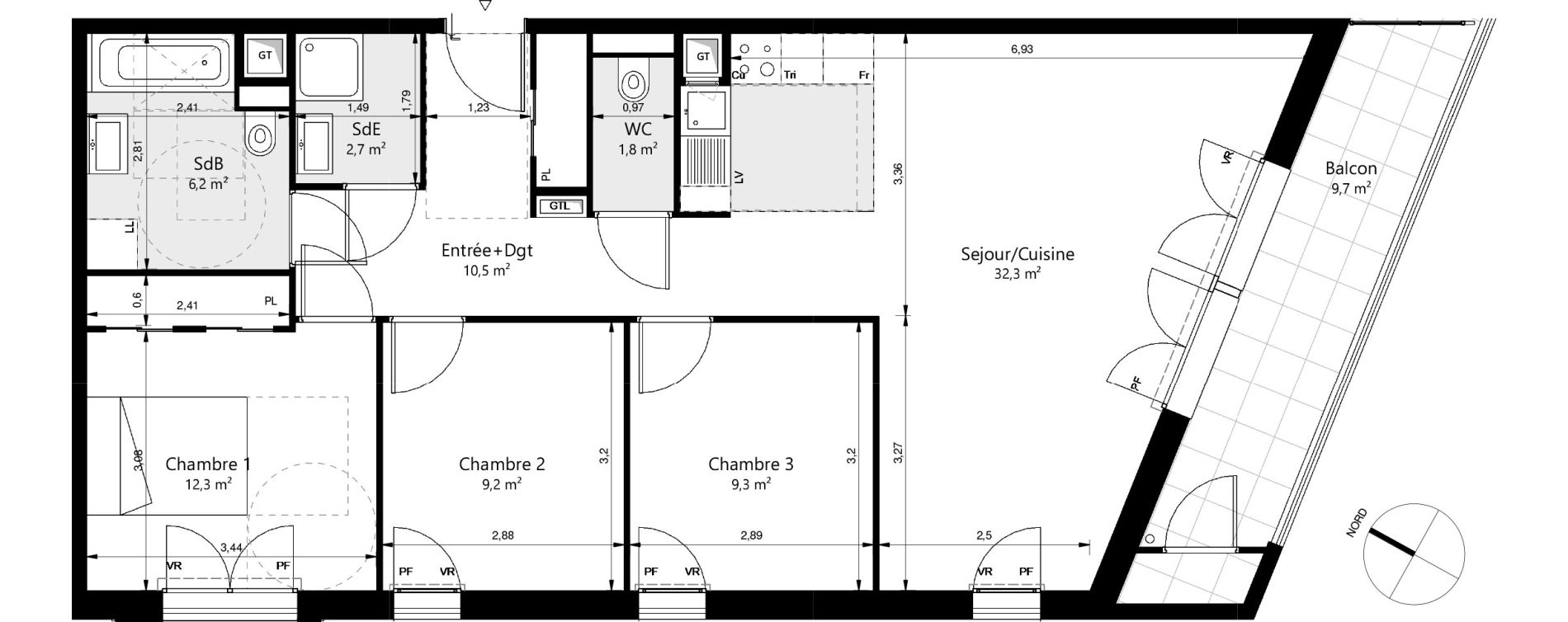 Appartement T4 de 84,05 m2 &agrave; Ch&acirc;tenay-Malabry Lavall&eacute;e