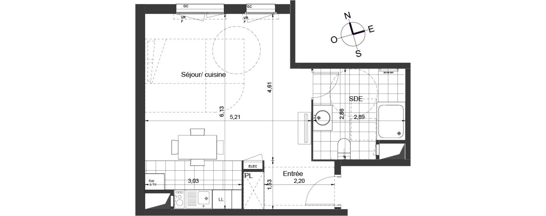 Appartement T1 de 38,70 m2 &agrave; Ch&acirc;tenay-Malabry Centre