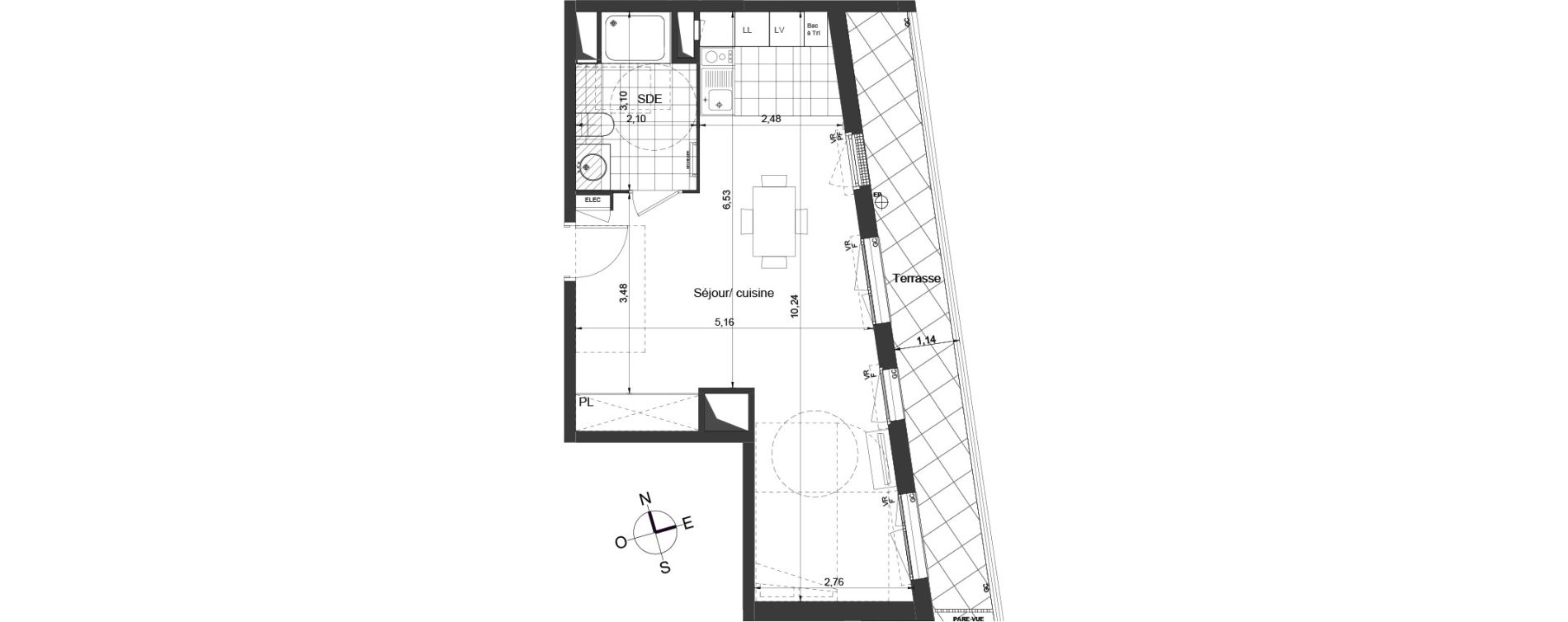 Appartement T1 de 41,10 m2 &agrave; Ch&acirc;tenay-Malabry Centre