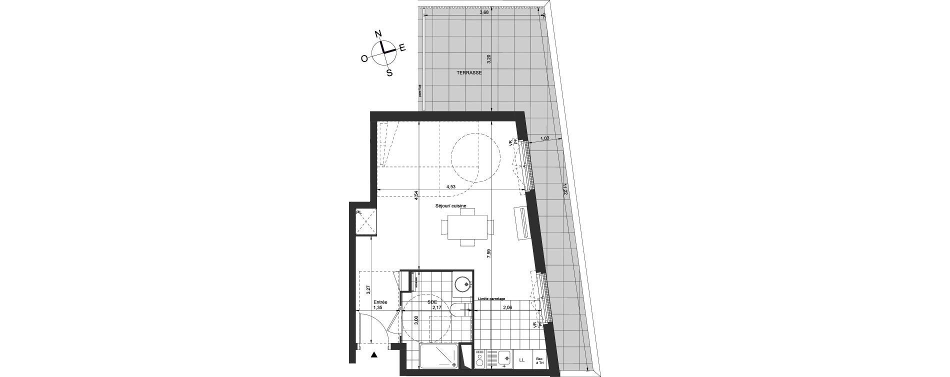 Appartement T1 de 37,05 m2 &agrave; Ch&acirc;tenay-Malabry Centre