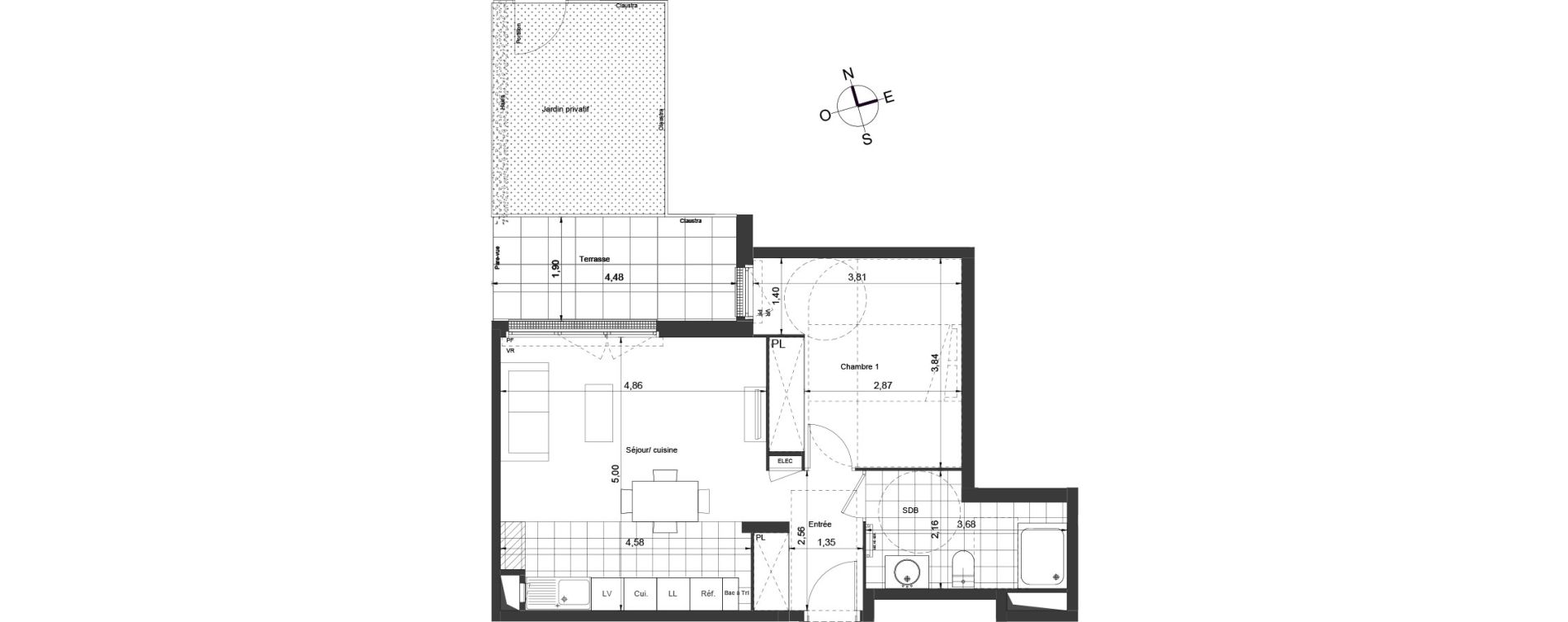 Appartement T2 de 48,70 m2 &agrave; Ch&acirc;tenay-Malabry Centre