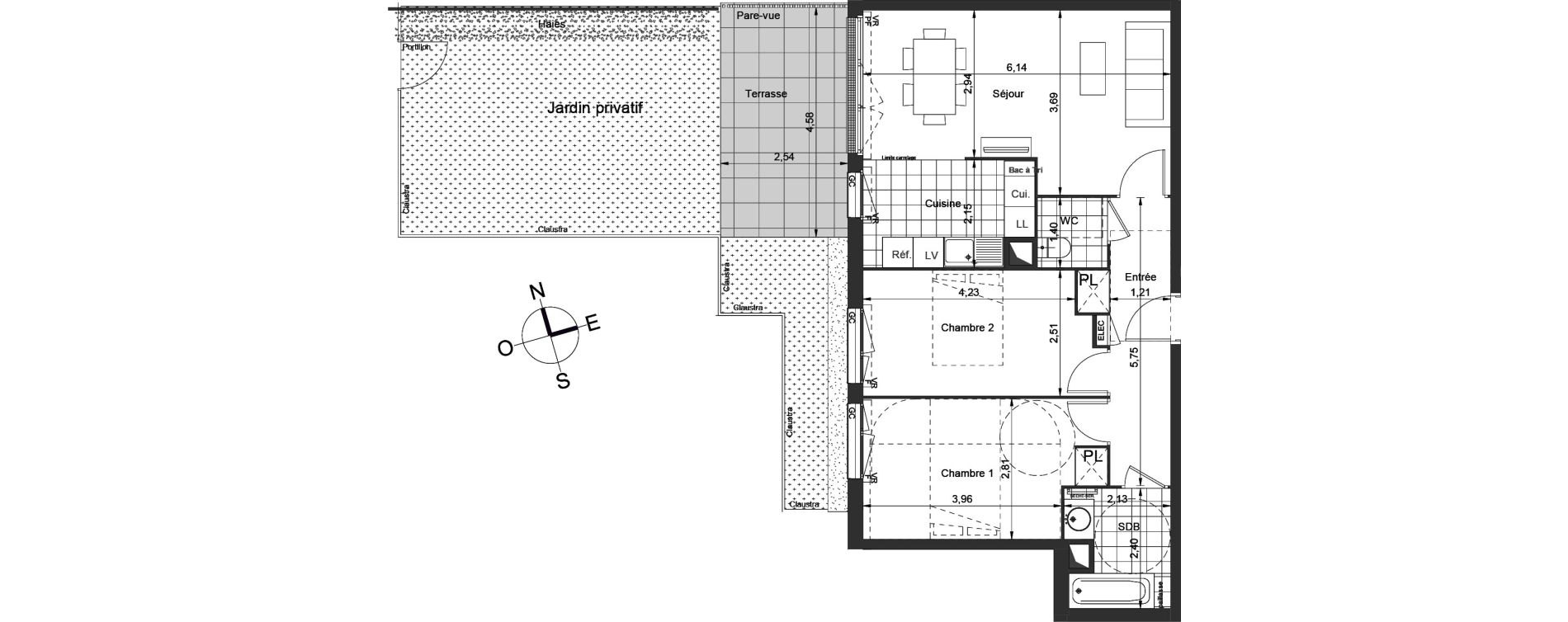 Appartement T3 de 65,30 m2 &agrave; Ch&acirc;tenay-Malabry Centre