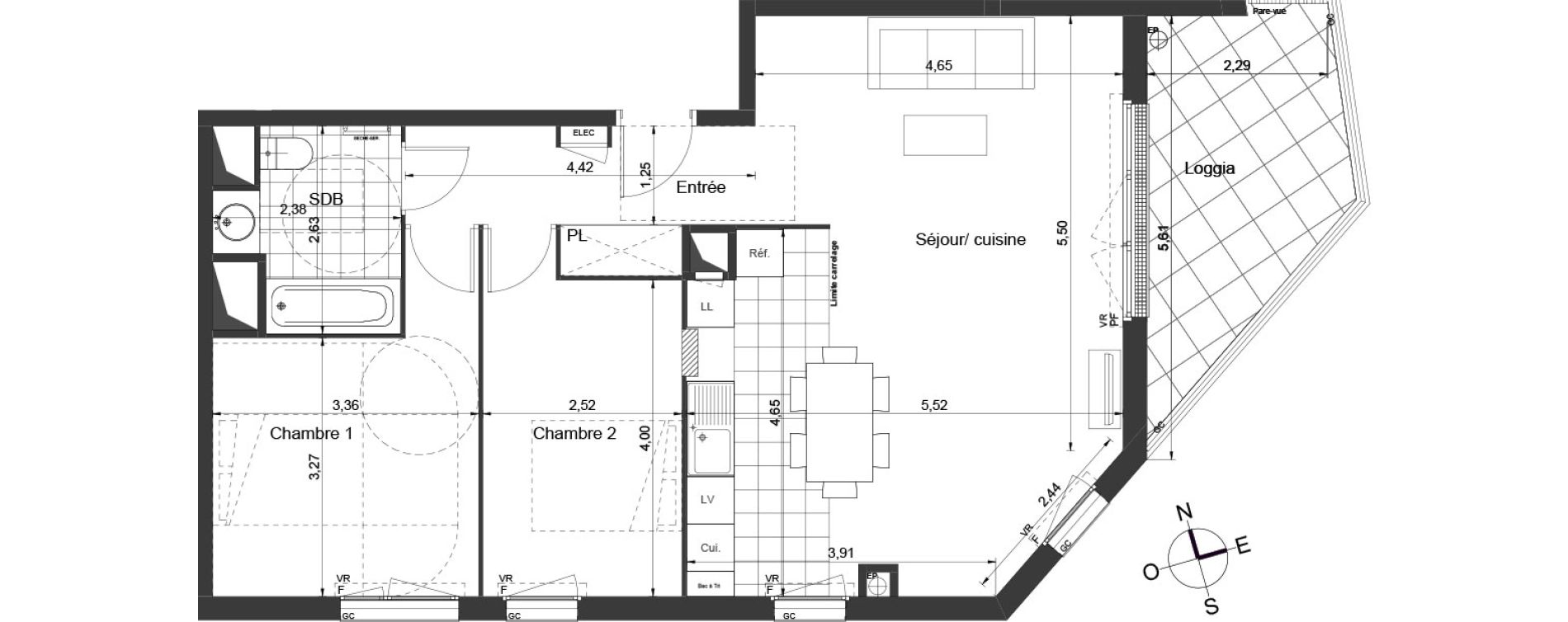 Appartement T3 de 69,35 m2 &agrave; Ch&acirc;tenay-Malabry Centre
