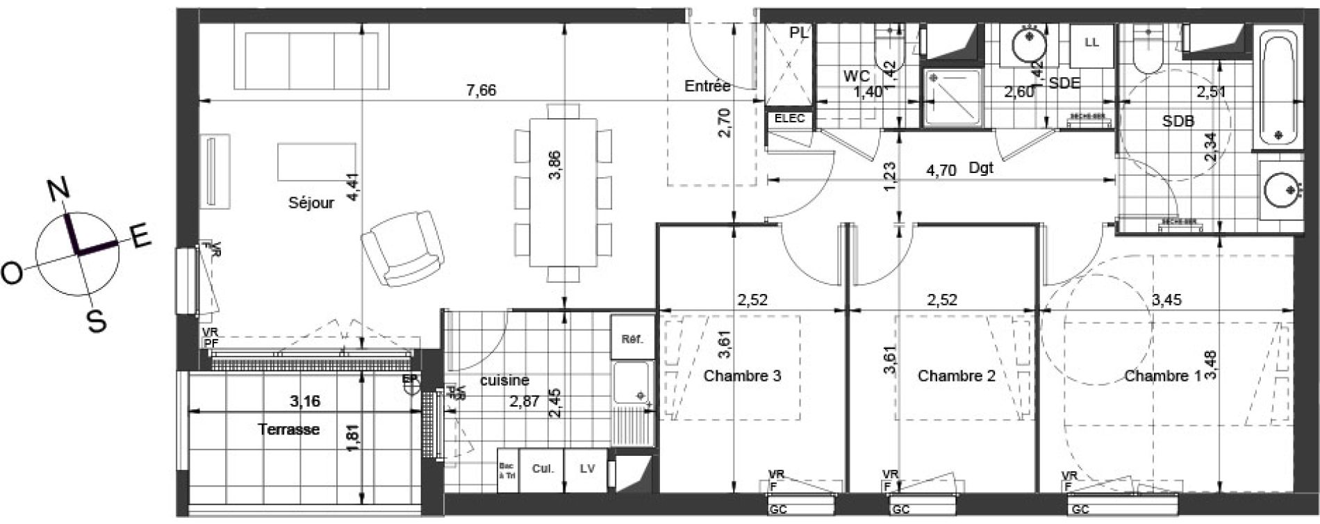 Appartement T4 de 84,95 m2 &agrave; Ch&acirc;tenay-Malabry Centre