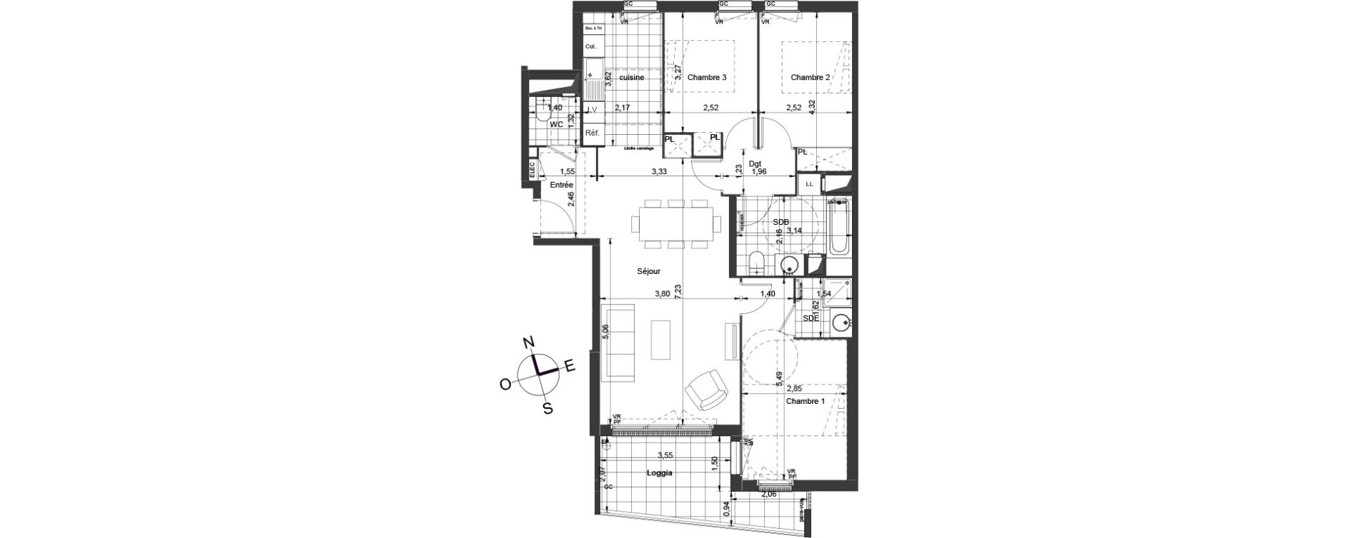 Appartement T4 de 85,55 m2 &agrave; Ch&acirc;tenay-Malabry Centre