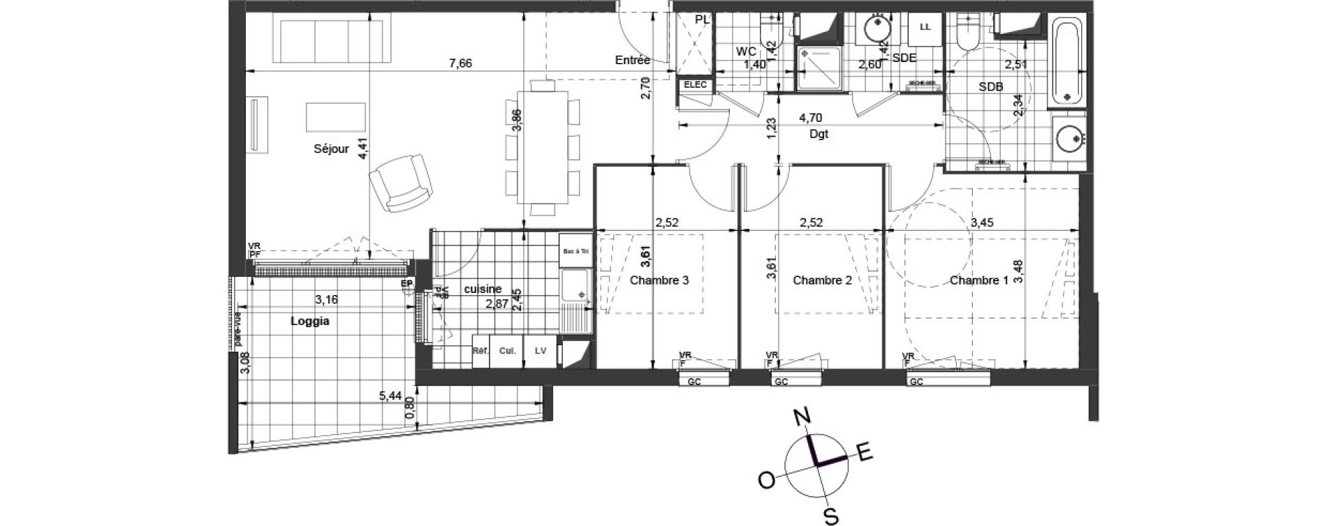 Appartement T4 de 84,95 m2 &agrave; Ch&acirc;tenay-Malabry Centre