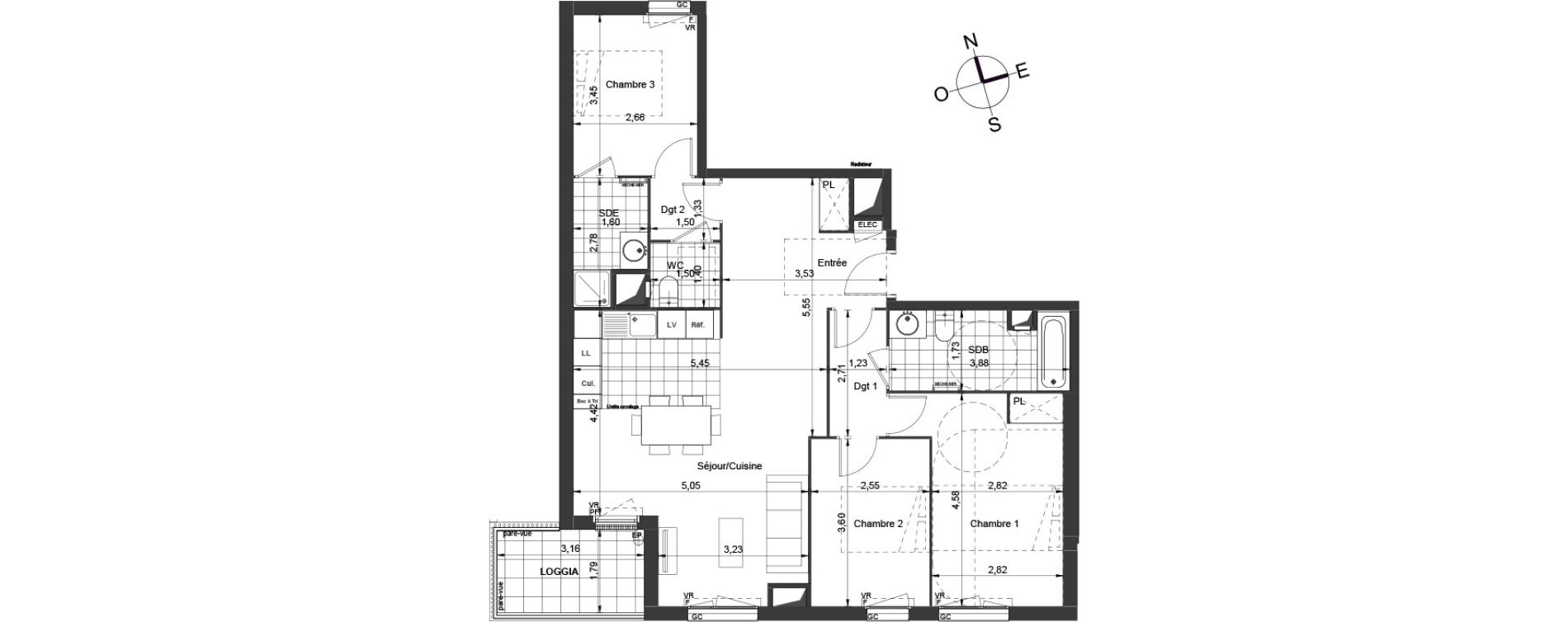 Appartement T4 de 88,70 m2 &agrave; Ch&acirc;tenay-Malabry Centre