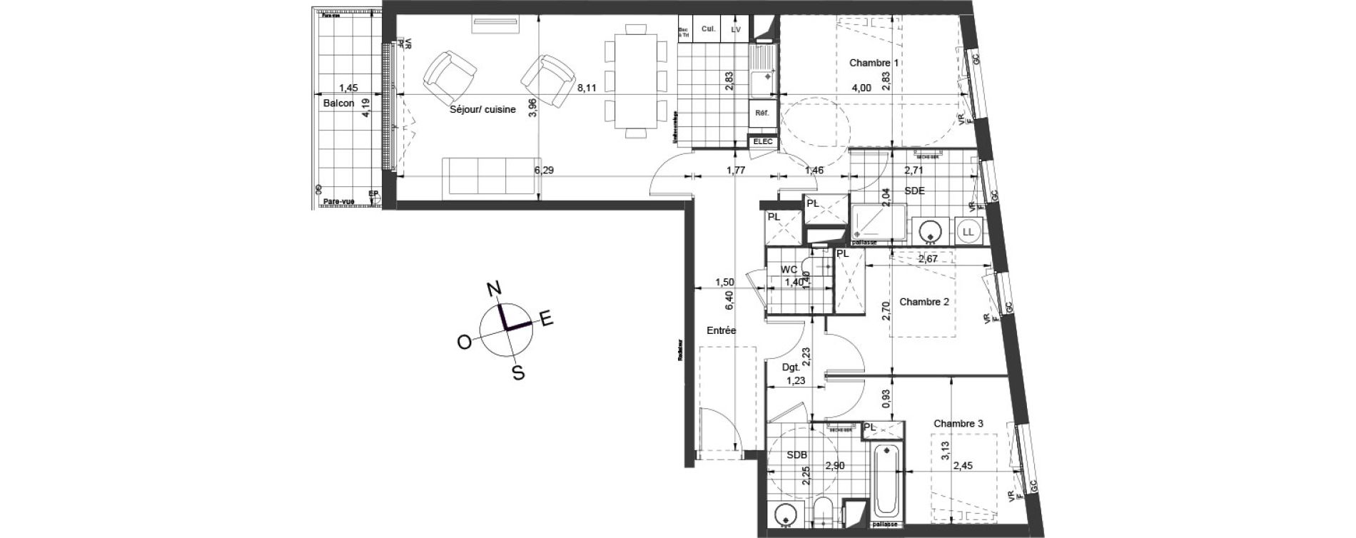 Appartement T4 de 88,55 m2 &agrave; Ch&acirc;tenay-Malabry Centre