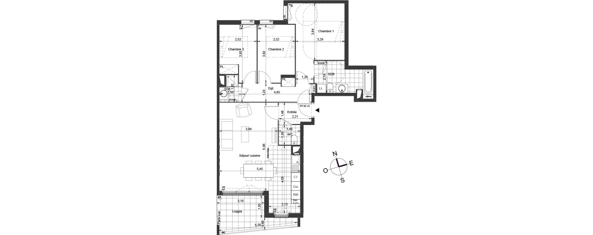 Appartement T4 de 85,25 m2 &agrave; Ch&acirc;tenay-Malabry Centre