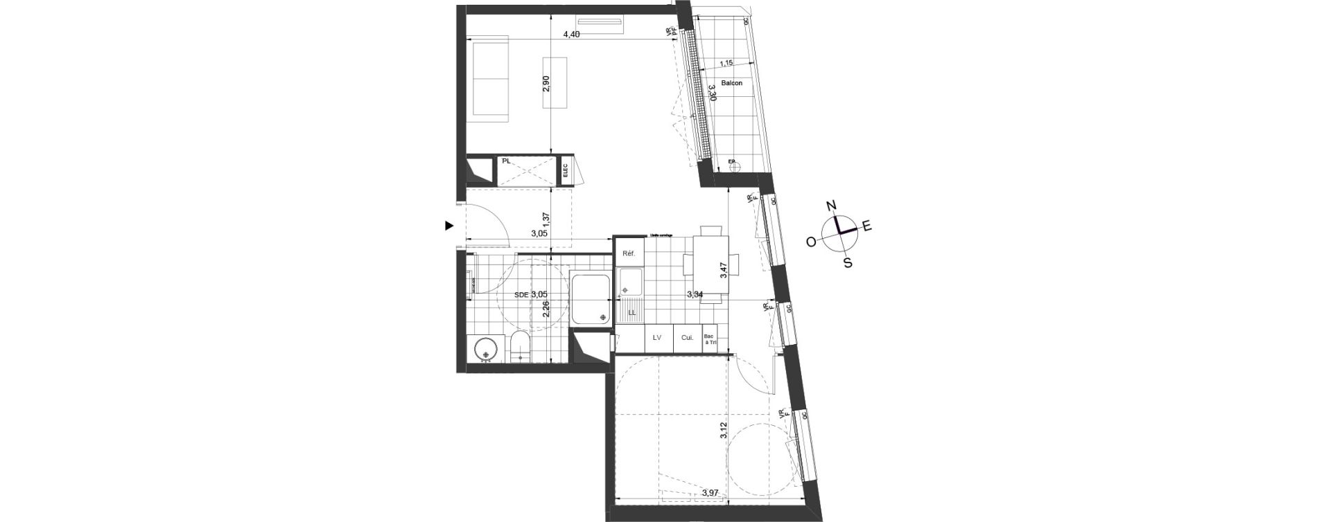 Appartement T2 de 49,20 m2 &agrave; Ch&acirc;tenay-Malabry Centre