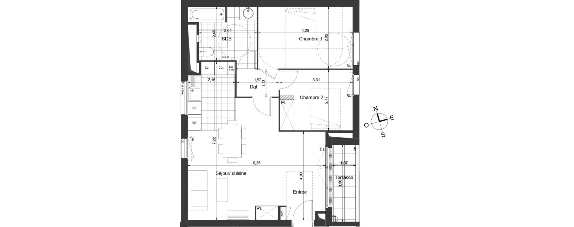 Appartement T3 de 64,80 m2 &agrave; Ch&acirc;tenay-Malabry Centre