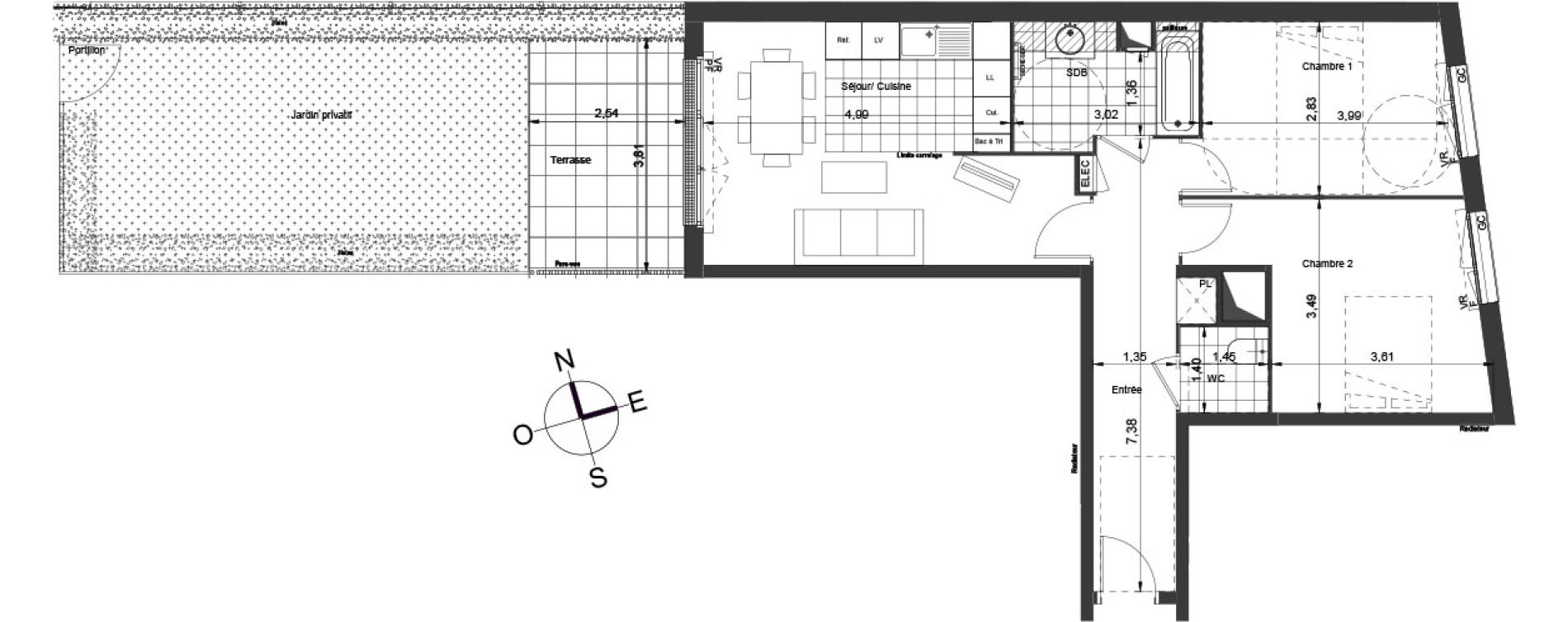 Appartement T3 de 65,05 m2 &agrave; Ch&acirc;tenay-Malabry Centre