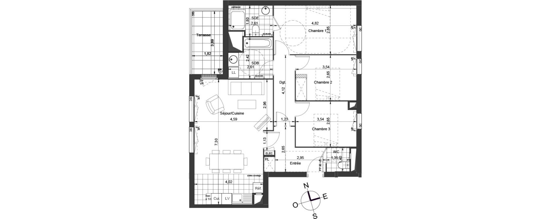 Appartement T4 de 86,25 m2 &agrave; Ch&acirc;tenay-Malabry Centre