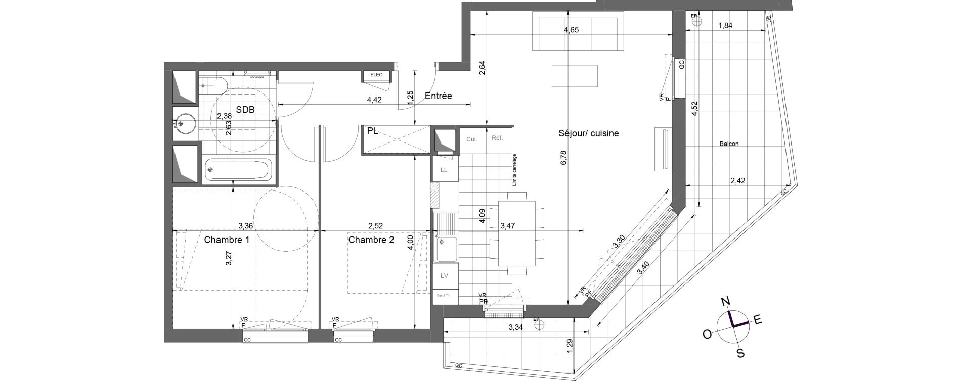 Appartement T3 de 66,40 m2 &agrave; Ch&acirc;tenay-Malabry Centre