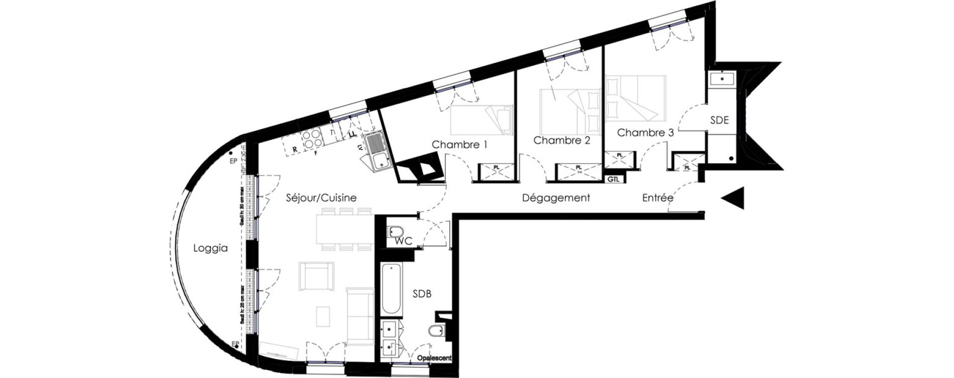 Appartement T4 de 81,92 m2 &agrave; Ch&acirc;tenay-Malabry Petit ch&acirc;tenay