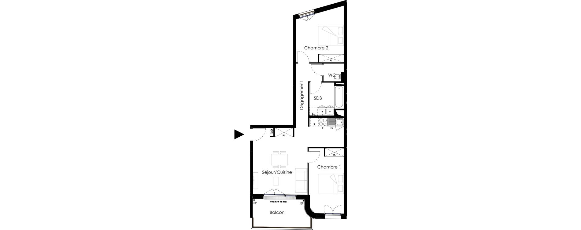 Appartement T3 de 62,94 m2 &agrave; Ch&acirc;tenay-Malabry Petit ch&acirc;tenay