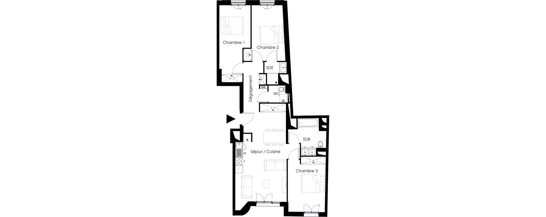 Appartement T4 de 86,62 m2 &agrave; Ch&acirc;tenay-Malabry Petit ch&acirc;tenay