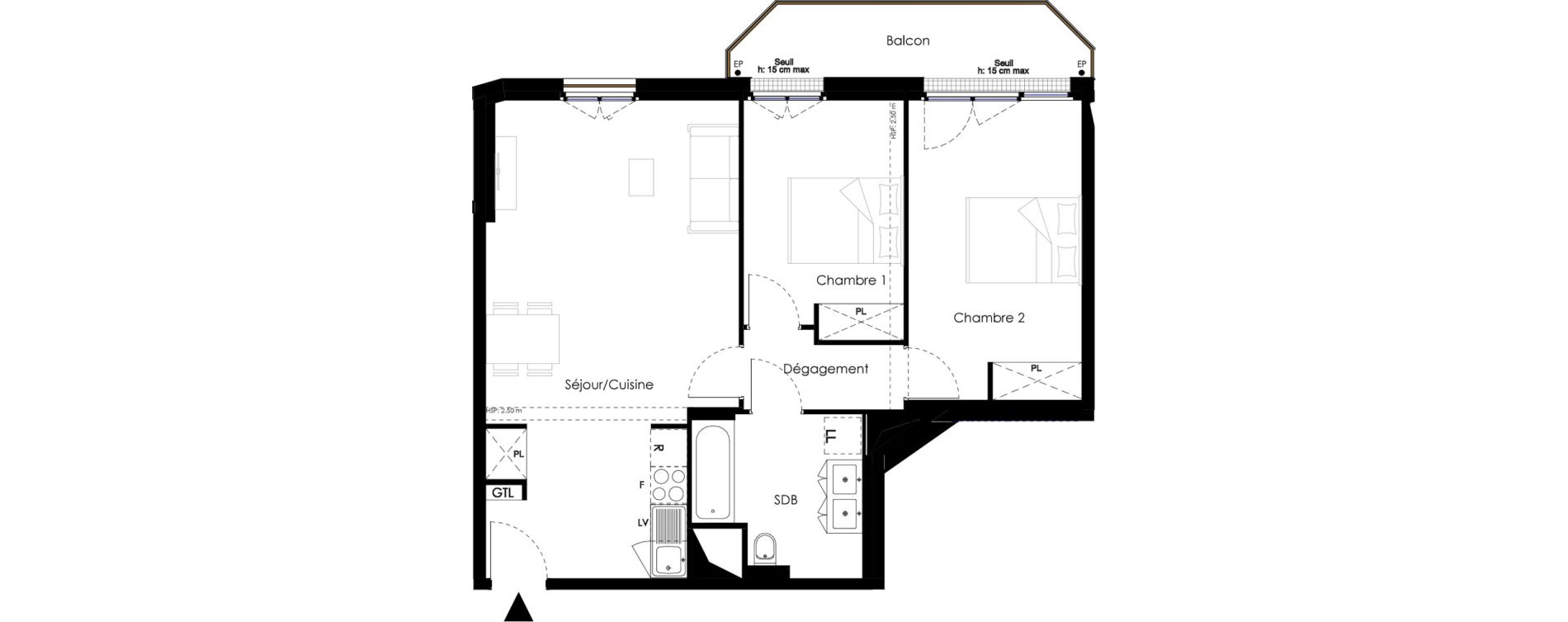 Appartement T3 de 63,42 m2 &agrave; Ch&acirc;tenay-Malabry Petit ch&acirc;tenay