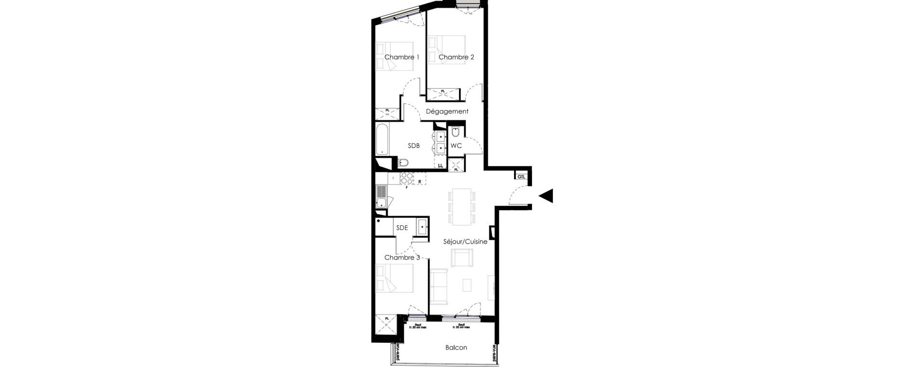 Appartement T4 de 83,98 m2 &agrave; Ch&acirc;tenay-Malabry Petit ch&acirc;tenay