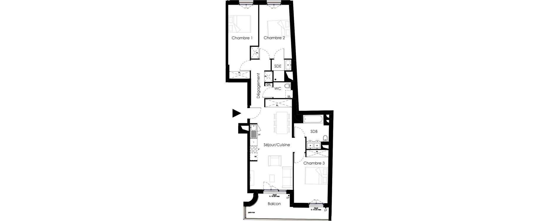 Appartement T4 de 81,61 m2 &agrave; Ch&acirc;tenay-Malabry Petit ch&acirc;tenay