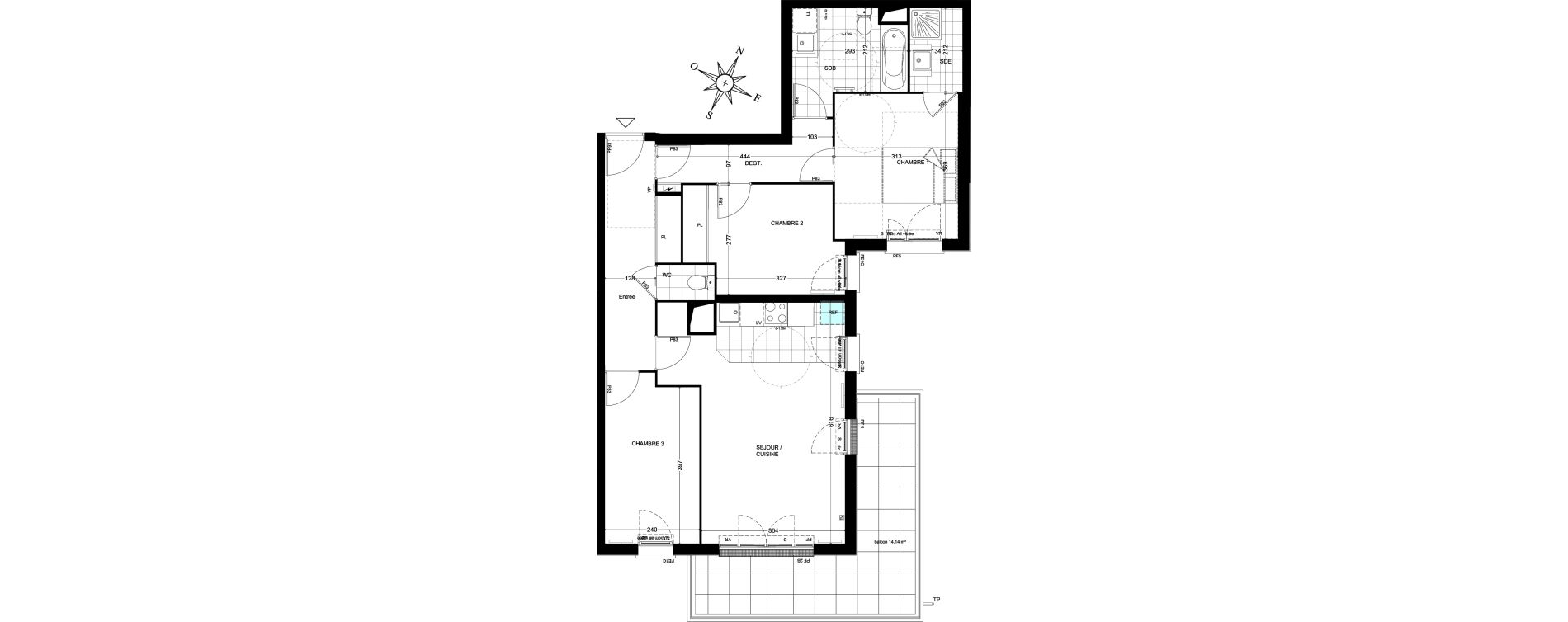 Appartement T4 de 80,16 m2 &agrave; Ch&acirc;tenay-Malabry Houssi&egrave;res