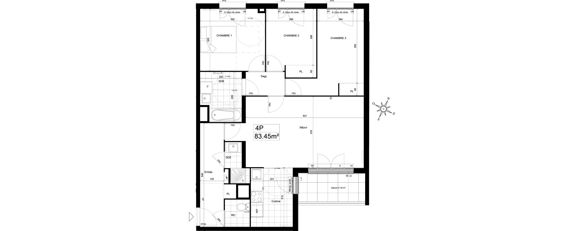 Appartement T4 de 83,45 m2 &agrave; Ch&acirc;tenay-Malabry Houssi&egrave;res