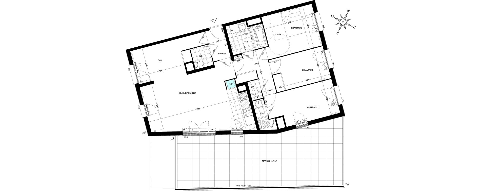 Appartement T5 de 96,32 m2 &agrave; Ch&acirc;tenay-Malabry Houssi&egrave;res