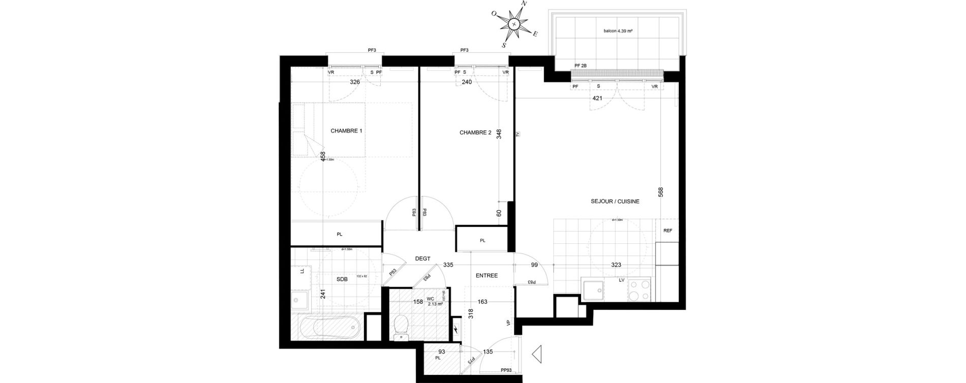 Appartement T3 de 65,70 m2 &agrave; Ch&acirc;tenay-Malabry Houssi&egrave;res