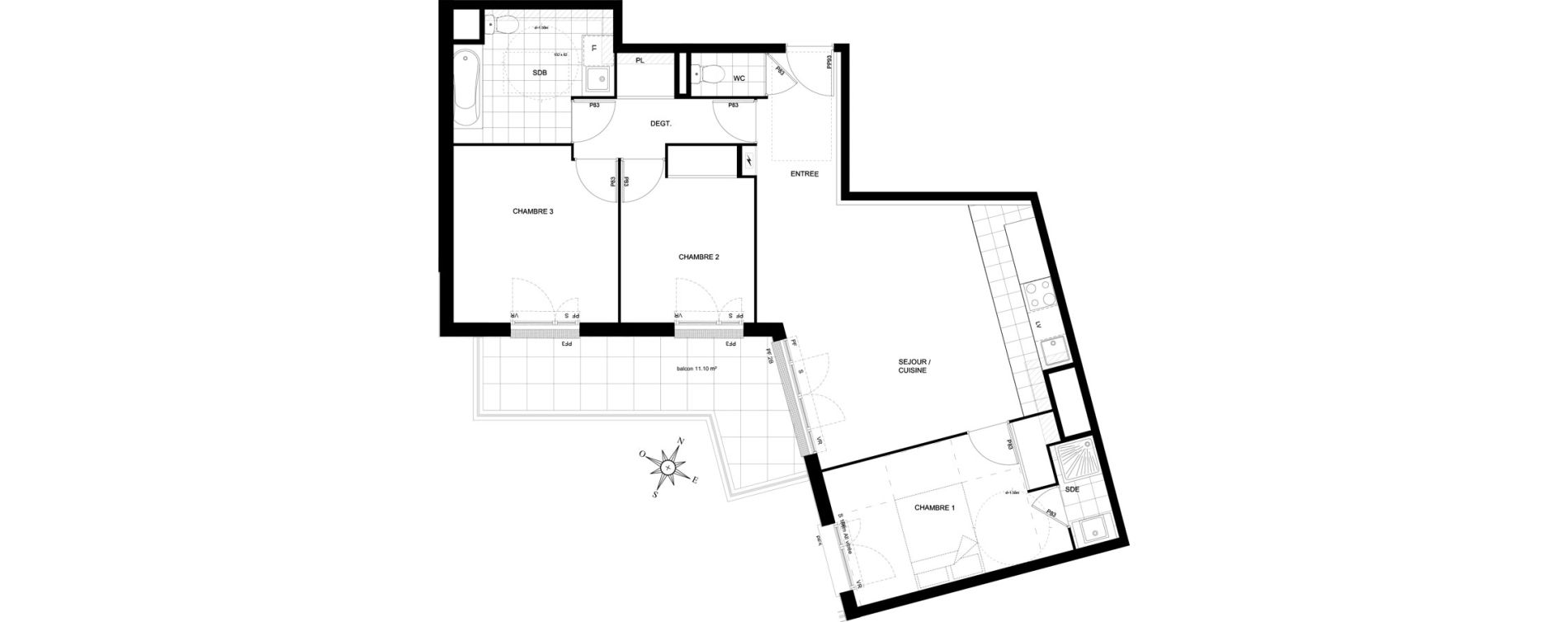 Appartement T4 de 80,82 m2 &agrave; Ch&acirc;tenay-Malabry Houssi&egrave;res